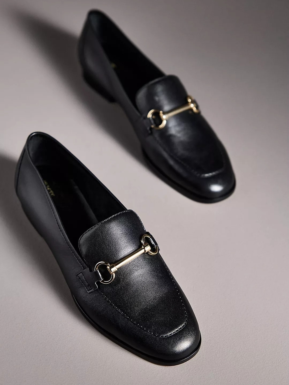 Anthropologie Maeve NWT Horsebit Loafers Black Leather